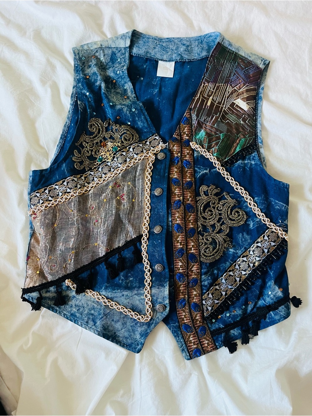 Maick Harold Paris Vintage Mixed Media Tapestry Vest Size T1 Small